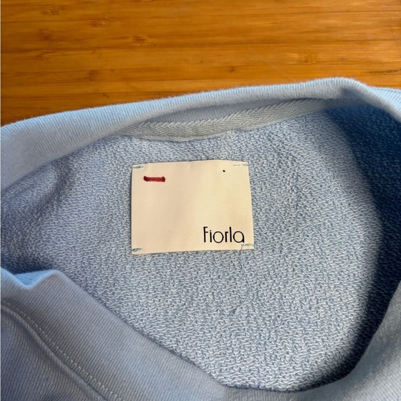 NWT Fiorla- Light Blue Crewneck Sweatshirt with Silk Details. Size S - Picture 3 of 6